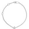 Adjustable Bracelet with Pear Shaped Diamond Station, 14K White Gold