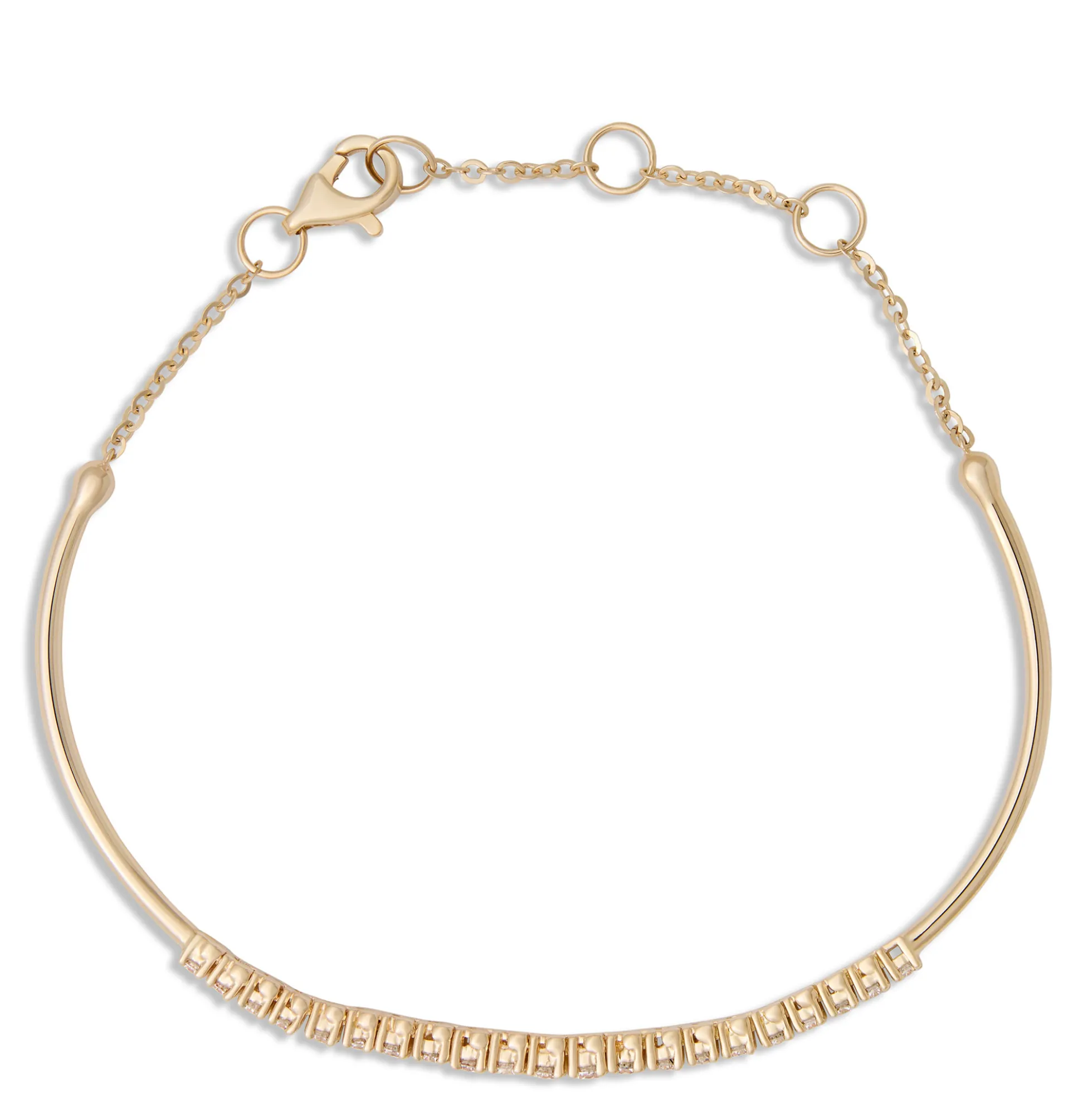 Adjustable Diamond Bar Bracelet, 14K Yellow Gold