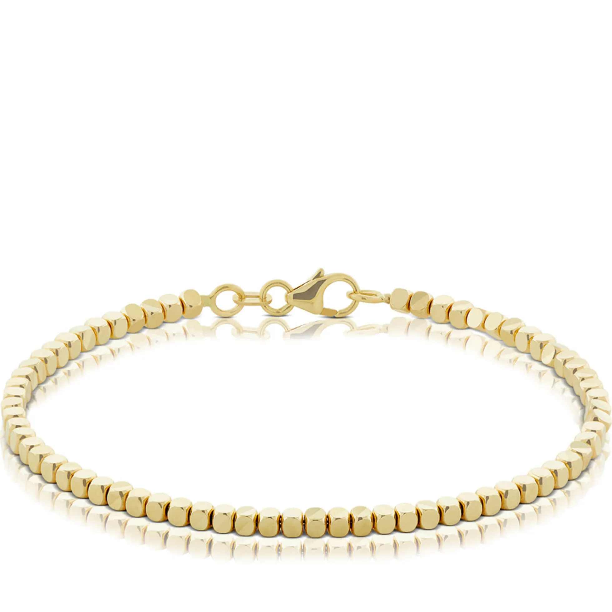 Adjustable Diamond Cut Bead Bracelet 14K