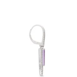 Amethyst and Diamond Drop Earrings, 14K White Gold