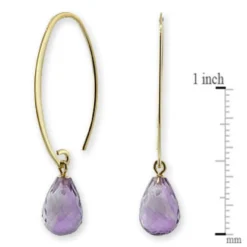 Amethyst Drop Earrings 14K