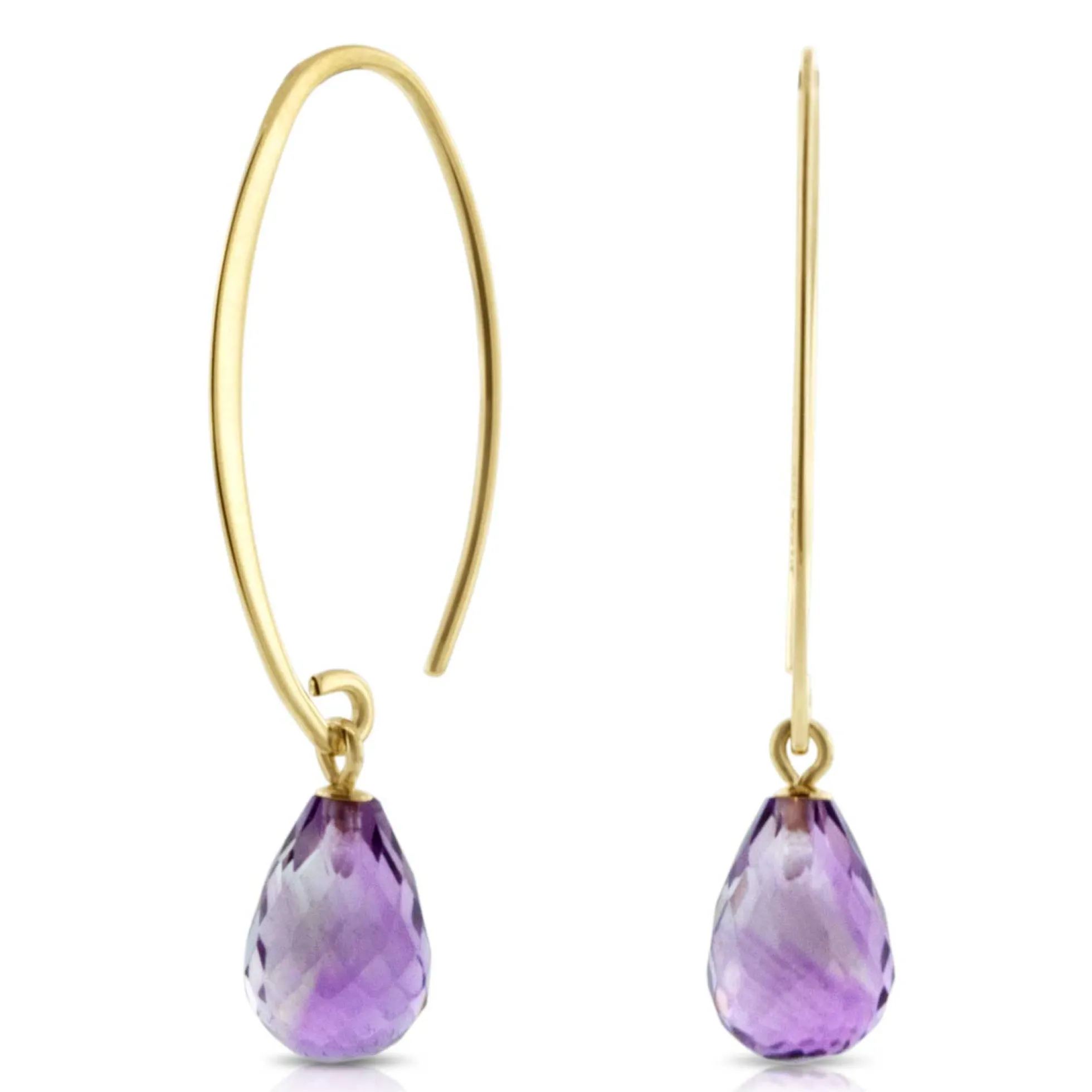 Amethyst Drop Earrings 14K