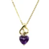 Amethyst Heart Pendant 14K
