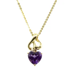 Amethyst Heart Pendant 14K