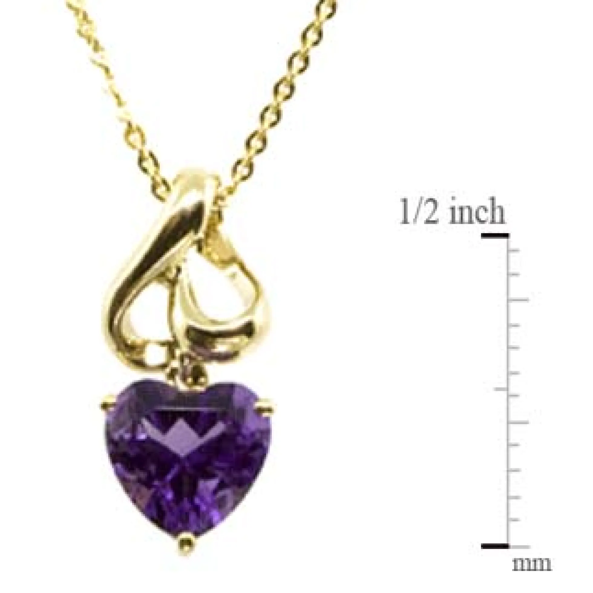 Amethyst Heart Pendant 14K