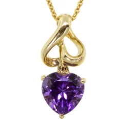 Amethyst Heart Pendant 14K