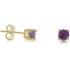 Amethyst Stud Earrings 14K
