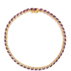 Amethyst Tennis Bracelet, 14K Yellow Gold