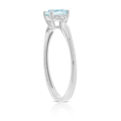 Aquamarine & Diamond Ring 14K