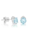 Aquamarine & Diamond Stud Earrings 14K
