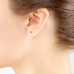 Aquamarine Stud Earrings 14K