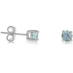 Aquamarine Stud Earrings 14K