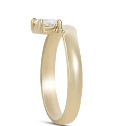 Asymmetrical Solitaire Oval Diamond Engagement Ring, 14K Yellow Gold