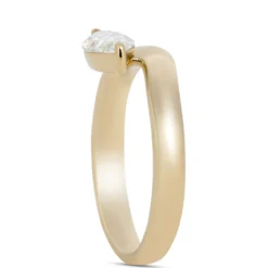 Asymmetrical Solitaire Oval Diamond Engagement Ring, 14K Yellow Gold