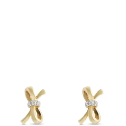 Baby Bow Diamond Earrings, 14K Yellow Gold