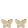 Baby Butterfly Shaped Earrings, 14K Yellow Gold