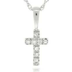 Baby Diamond Cross Pendant 14K
