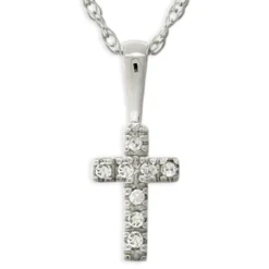 Baby Diamond Cross Pendant 14K