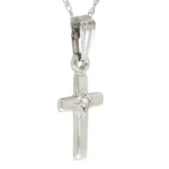 Baby Diamond Cross Pendant 14K