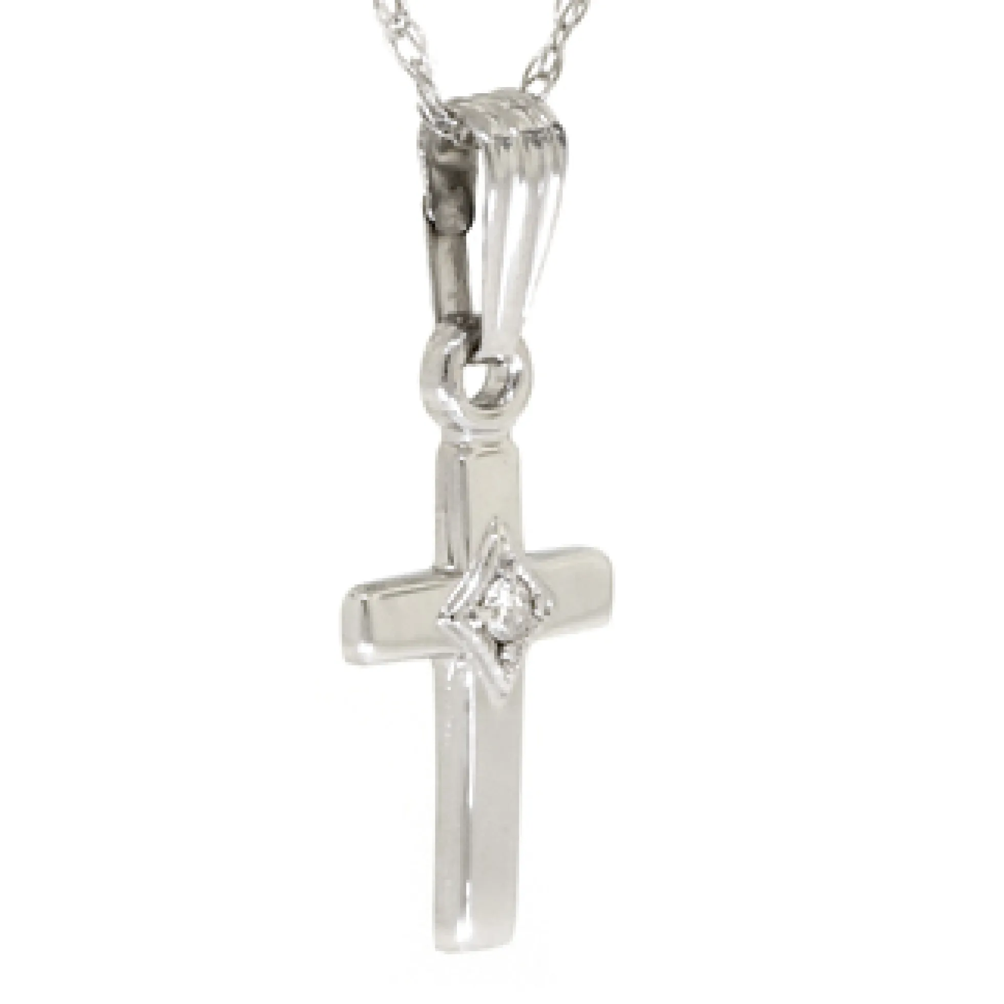 Baby Diamond Cross Pendant 14K