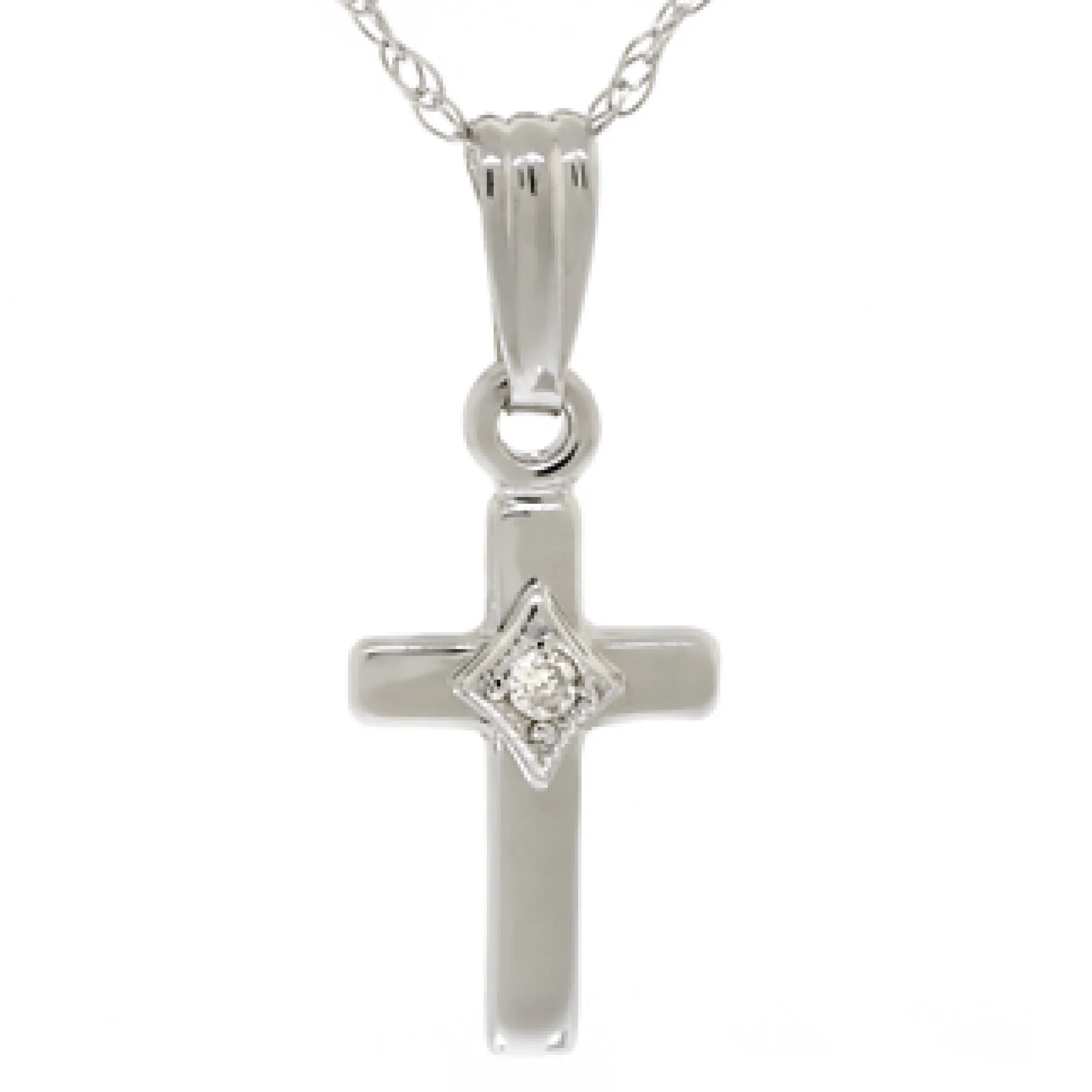 Baby Diamond Cross Pendant 14K