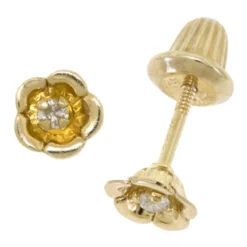 Baby Diamond Flower Earrings 14K