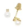Baby Freshwater Cultured Pearl & Diamond Earrings 14K