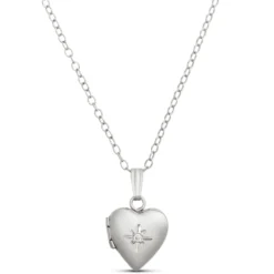 Baby Heart Diamond Locket in Sterling Silver