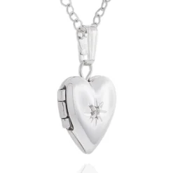 Baby Heart Diamond Locket in Sterling Silver