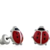 Baby Ladybug Earrings in Silver