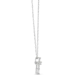 Baguette and Round Diamond Cross Pendant, 14K White Gold