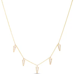 Baguette Diamond Station Necklace, ⅔ Total Carat Weight, 14K Two Tone Gold