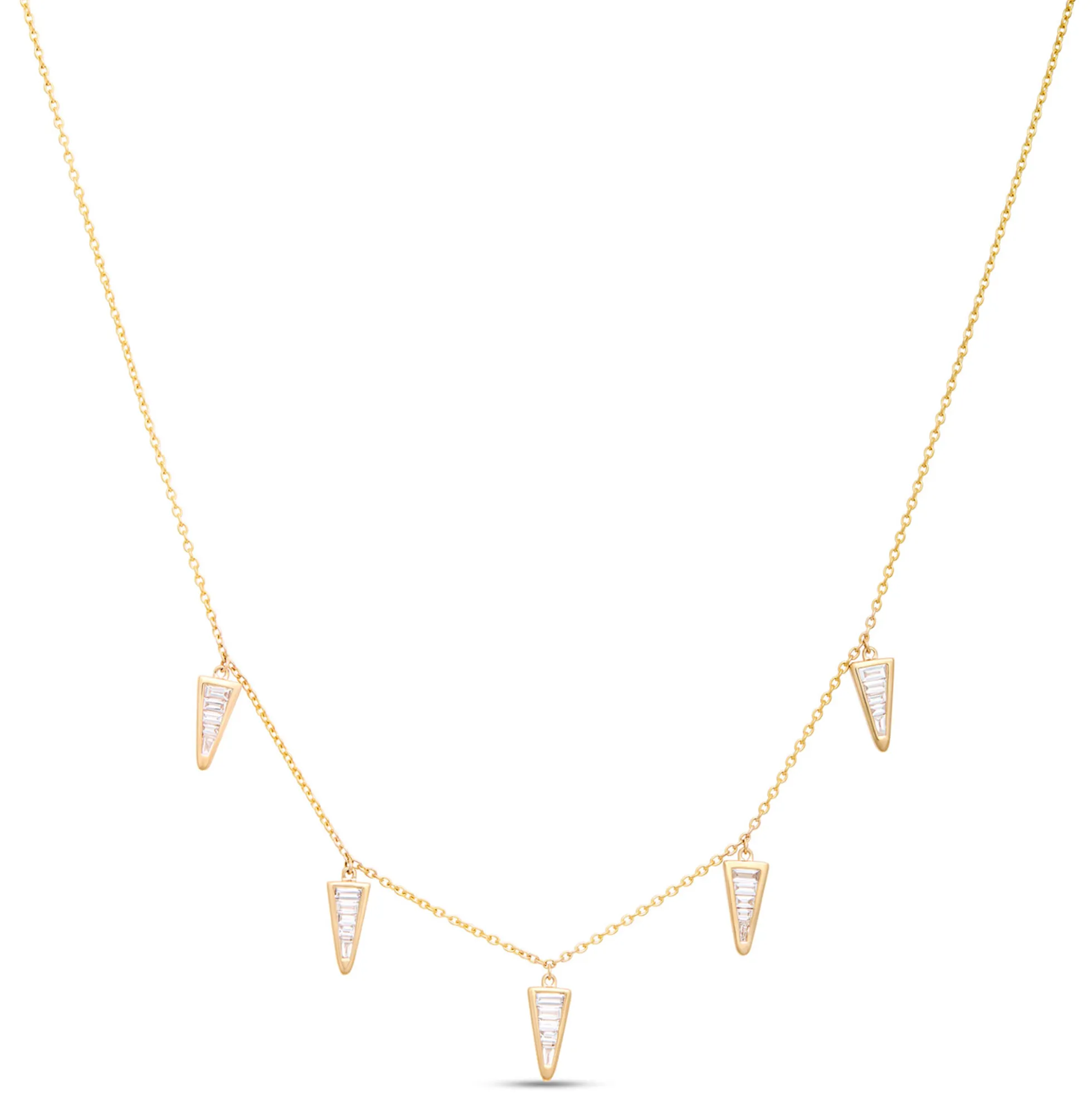 Baguette Diamond Station Necklace, ⅔ Total Carat Weight, 14K Two Tone Gold