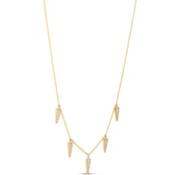 Baguette Diamond Station Necklace, ⅔ Total Carat Weight, 14K Two Tone Gold