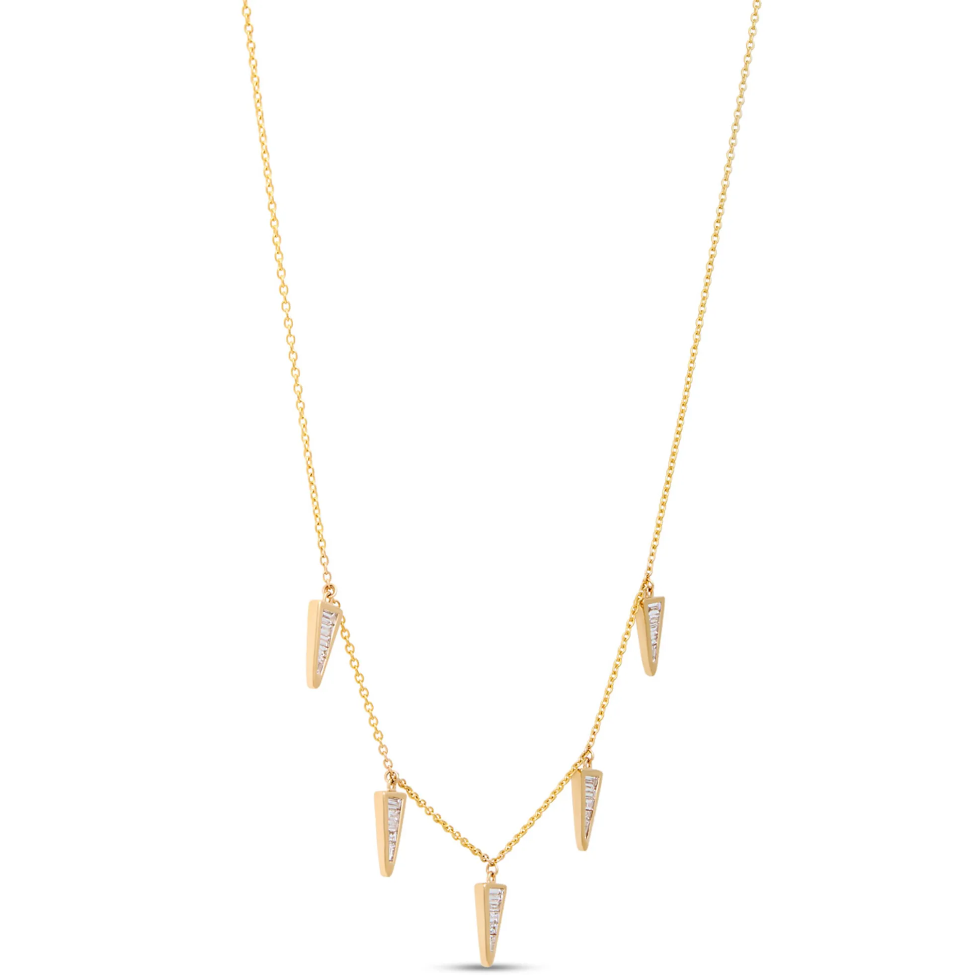 Baguette Diamond Station Necklace, ⅔ Total Carat Weight, 14K Two Tone Gold