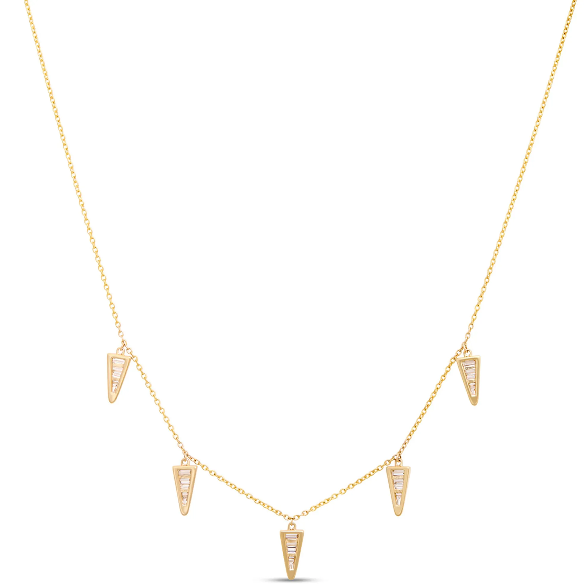 Baguette Diamond Station Necklace, ⅔ Total Carat Weight, 14K Two Tone Gold