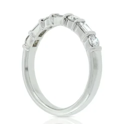 Baguette & Round Diamond Ring in Platinum, 3/4 ctw.
