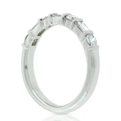 Baguette & Round Diamond Ring in Platinum, 3/4 ctw.