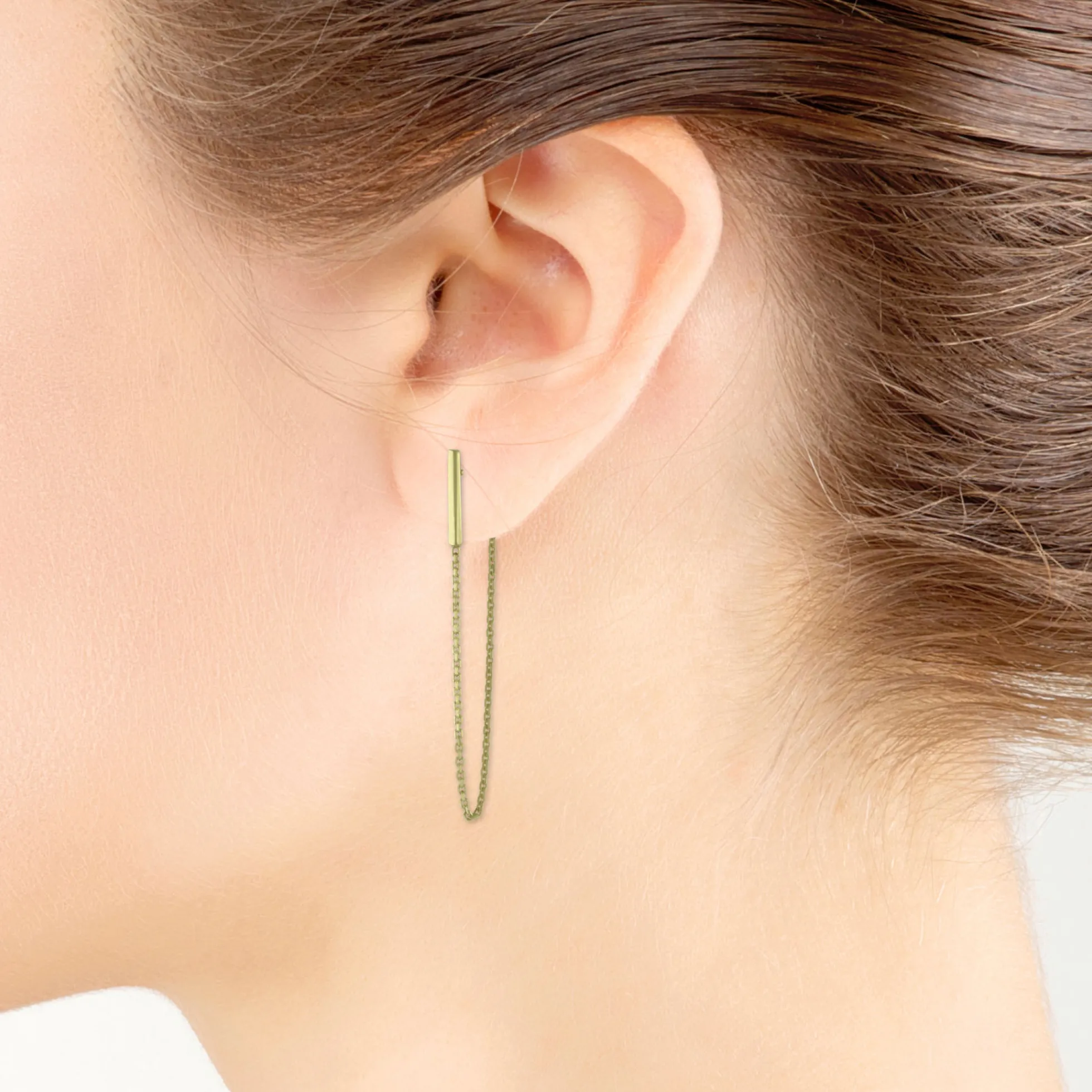 Bar & Chain Earrings 14K
