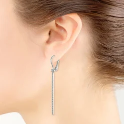 Bar Dangle Diamond Earrings 14K