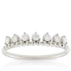 Beaded Stackable Diamond Band 14K