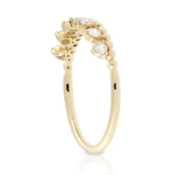 Beaded Stackable Diamond Band 14K