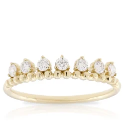 Beaded Stackable Diamond Band 14K