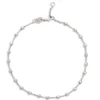 Beaded Station Bracelet, 14K White Gold