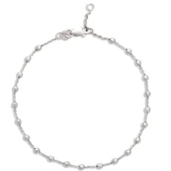 Beaded Station Bracelet, 14K White Gold