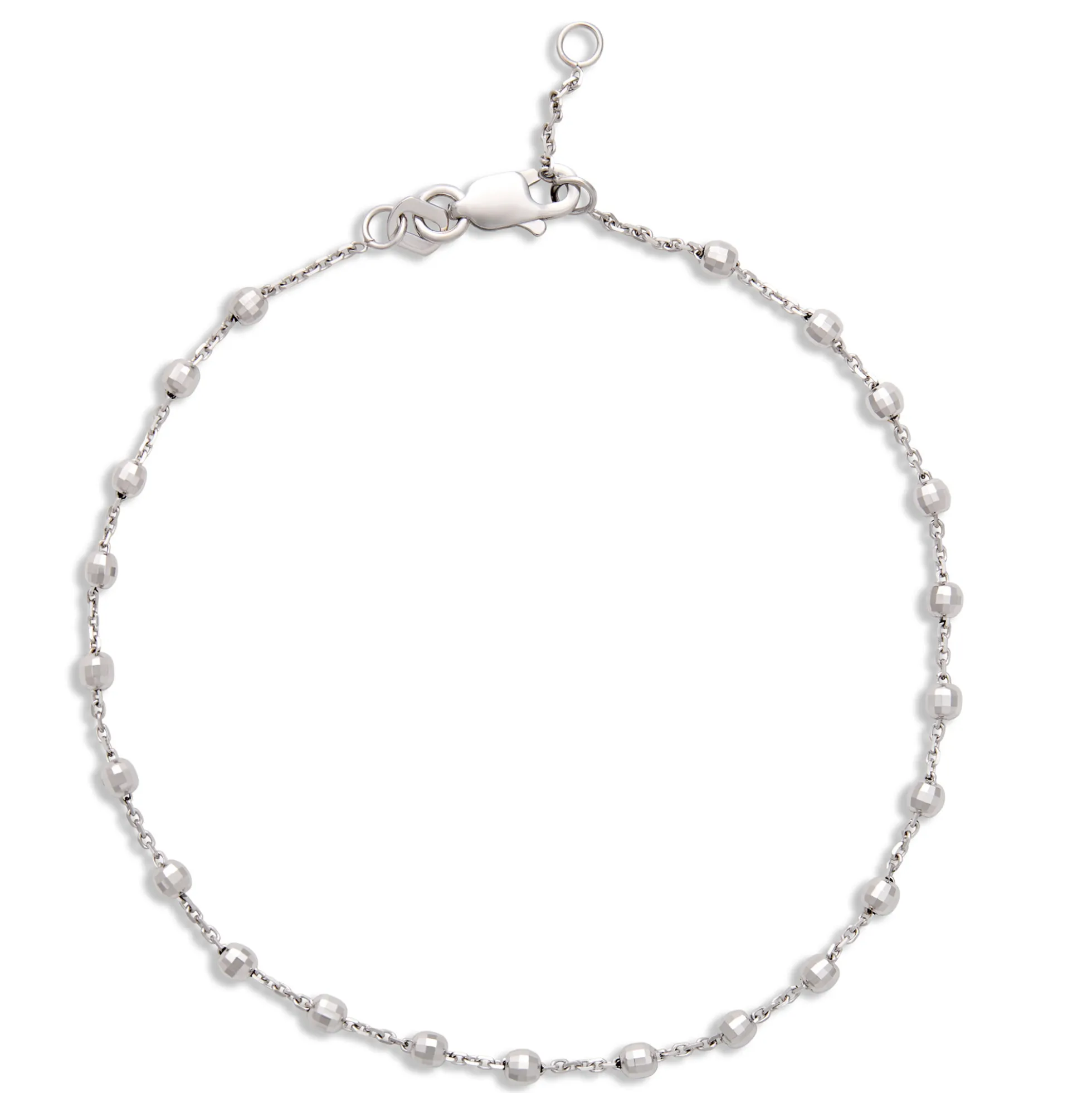 Beaded Station Bracelet, 14K White Gold