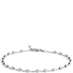 Beaded Station Bracelet, 14K White Gold