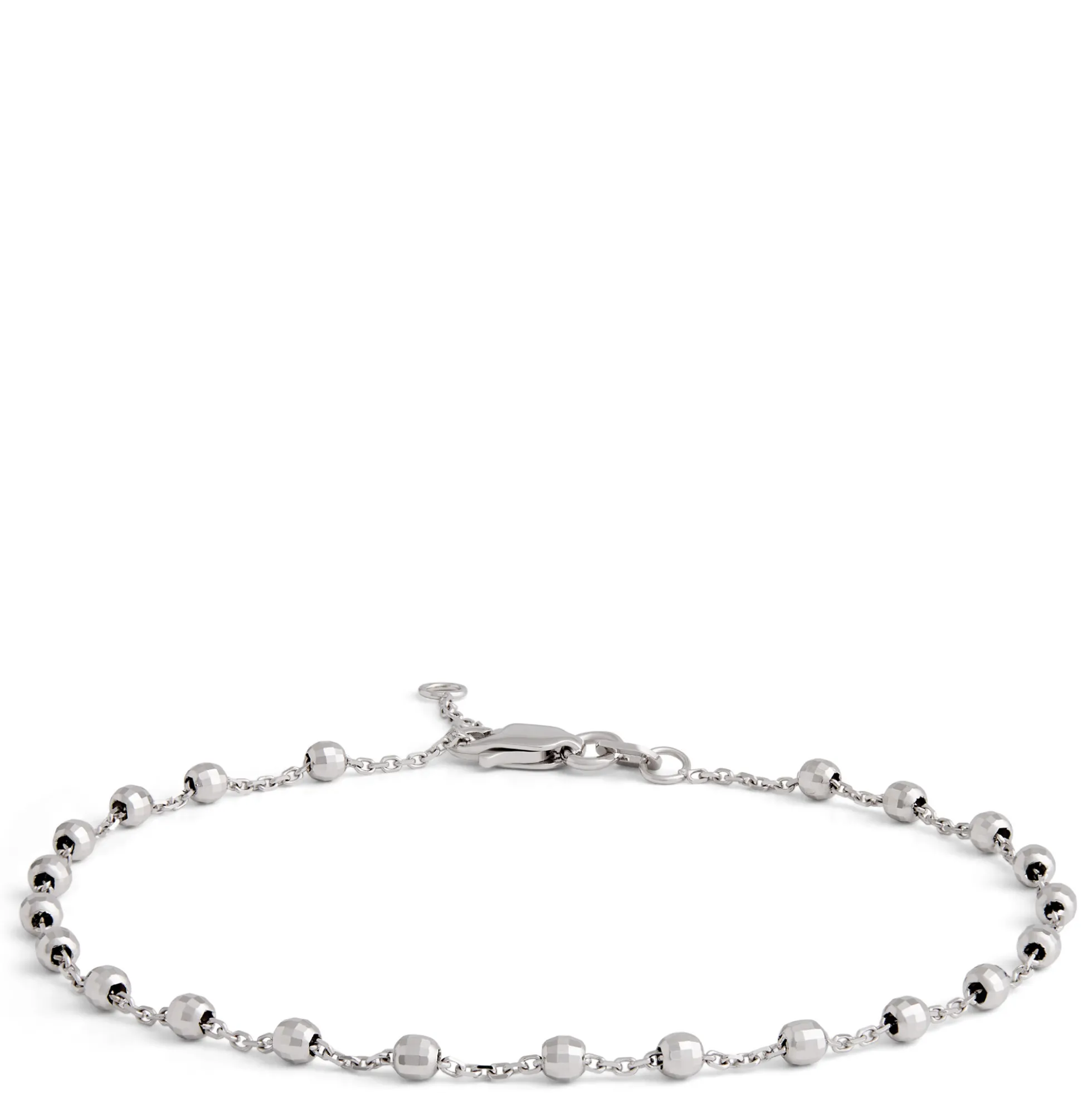 Beaded Station Bracelet, 14K White Gold
