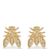 Bee Shaped Diamond Cluster Earrings, 14K Yellow Gold