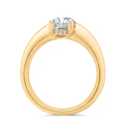 Bella Ponte Half Bezel Engagement Ring Setting, 14K Yellow Gold